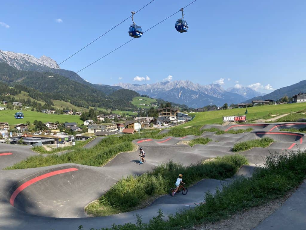pumptrack bike park übungstrail kinder anfänger leogang gondel