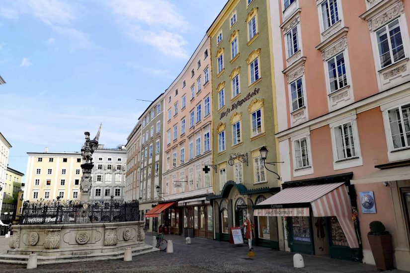 Brunnen und Altstadt salzburg weltkulturerbe bummeln shoppen sightseeing