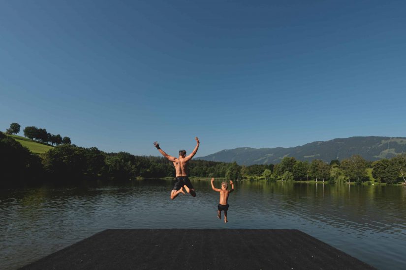 sprung steg wasser see schwimmen baden